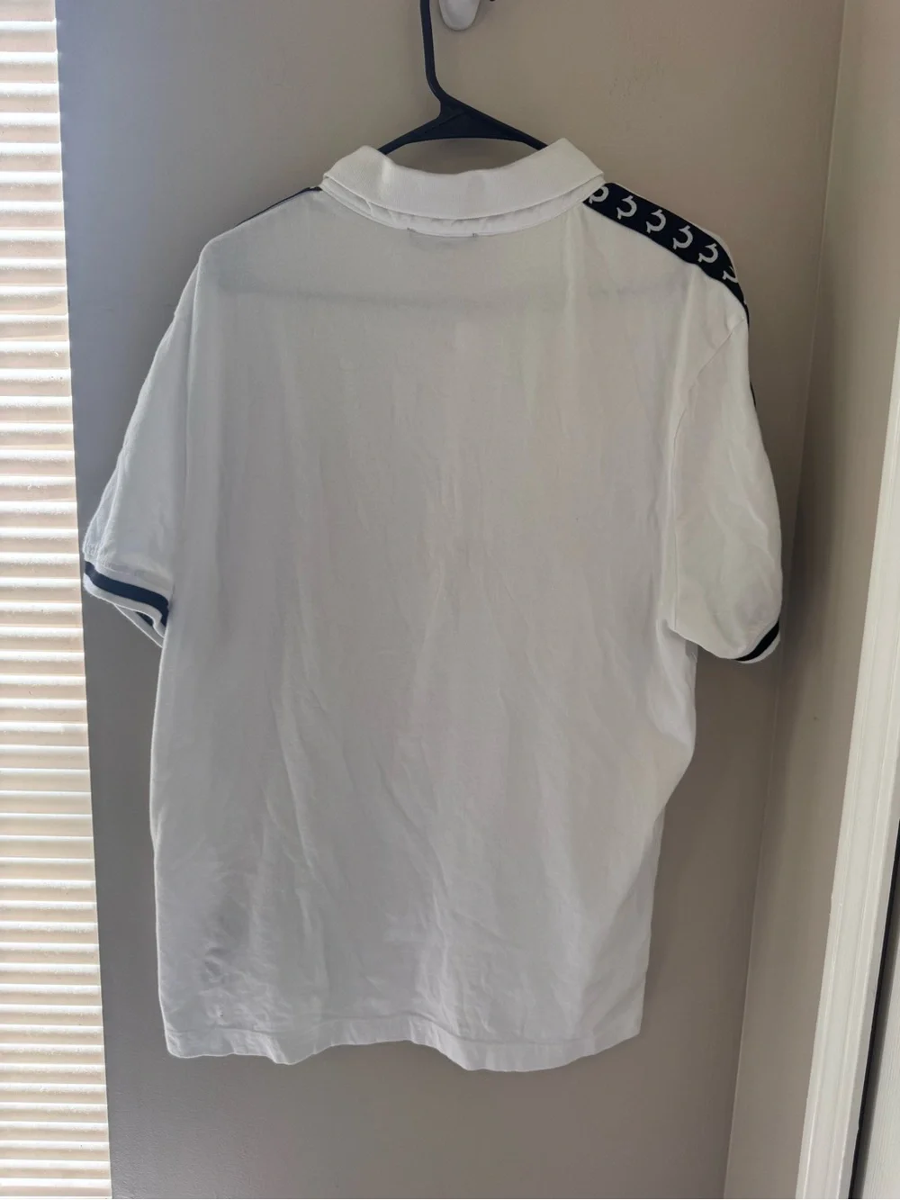 True Religion TR Logo Trim Relaxed Polo Shirt White Horseshoe Tape Top Men Large
